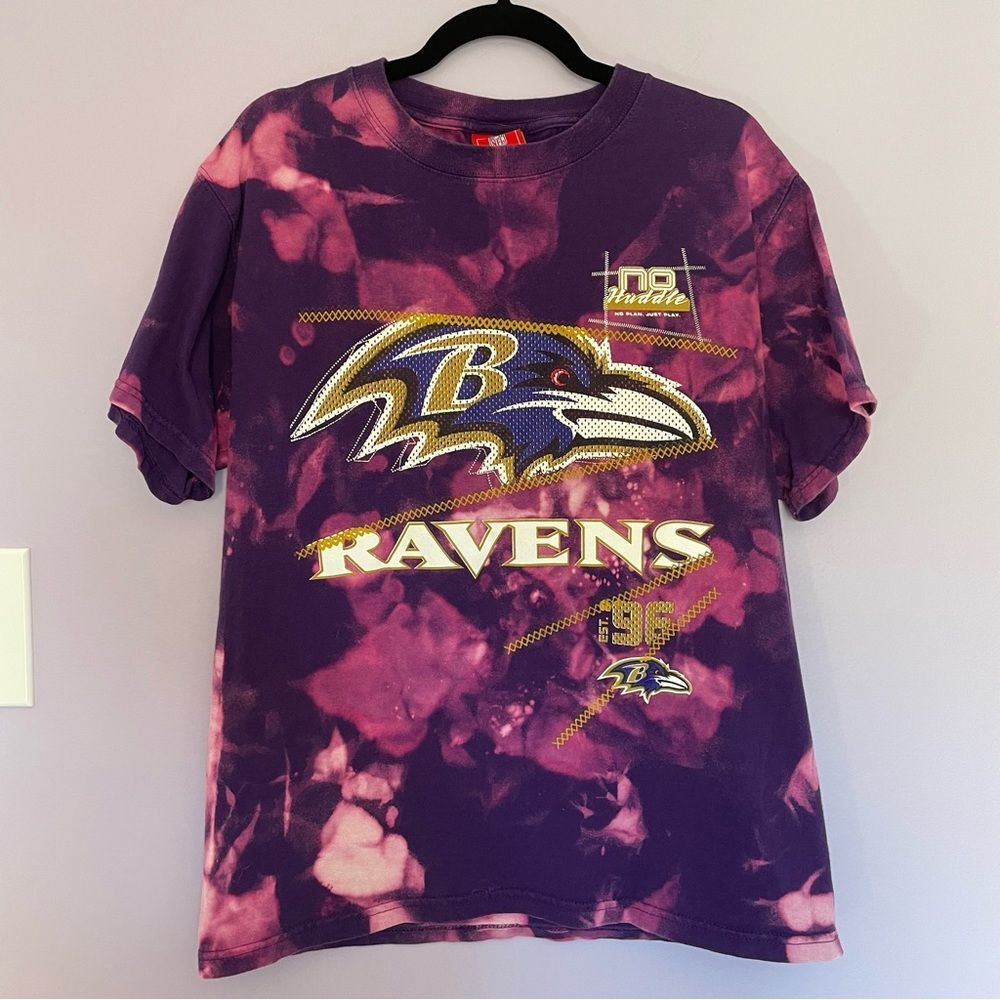 NFL Baltimore Ravens Tie Dye T-Shirt in Purple size M Upcycled Graphic Tee